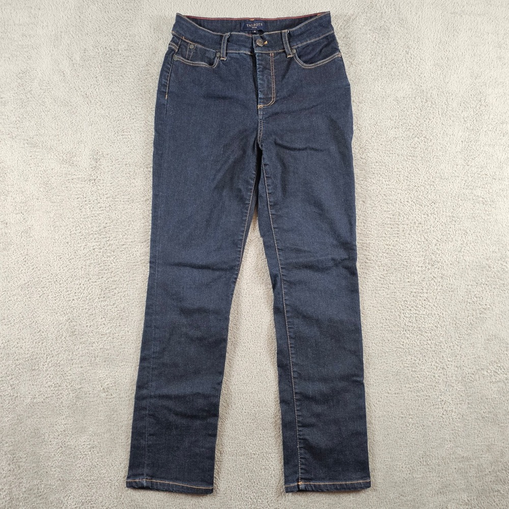 Talbots‎ Petites Dark Indigo Straight Leg Jeans Size 4P Petite Stretch Denim